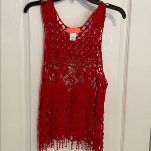 Crochet tank top S/M cotton red
